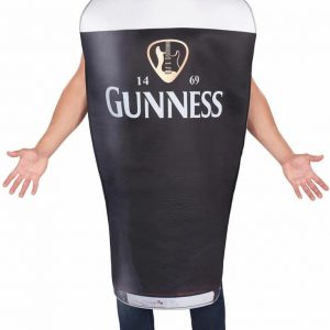 Black Guinness costume—featuring a bold printed logo that really pops, and a crisp white collar—perfect for any themed bash or lively event.