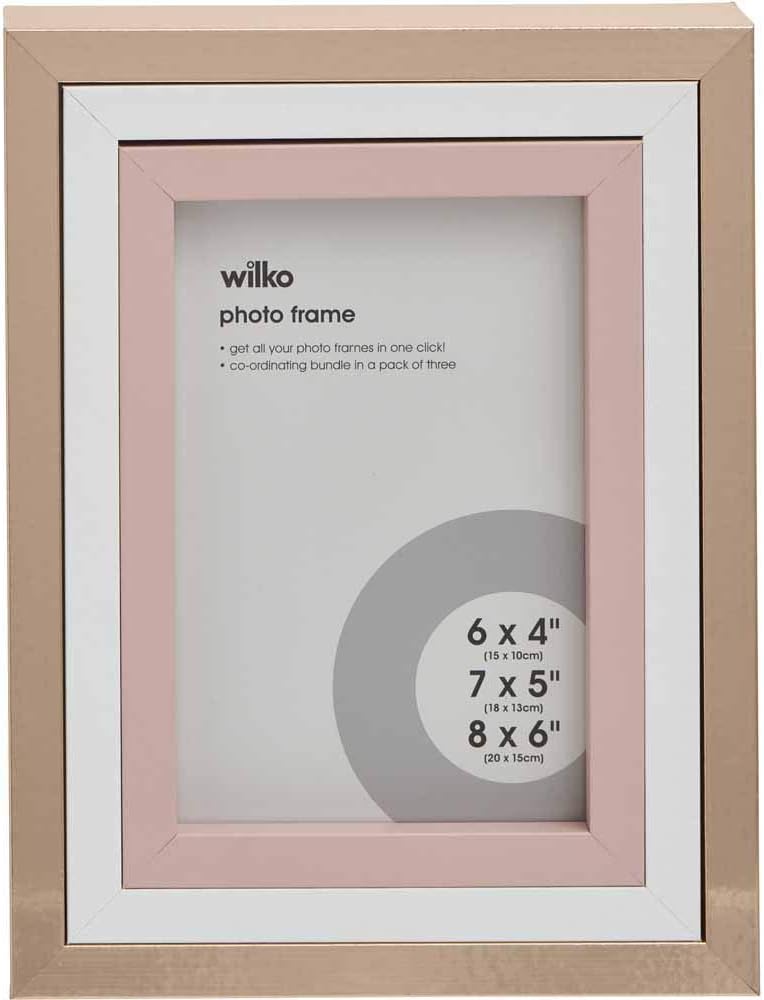 wilko Blush Pink Multi Pack Photo Frames Pack Of 3, MDF Wood Picture Frames with Sizes : 6 x 4 inch, 7 x 5 inch and 8 x 6 inch - Image 7