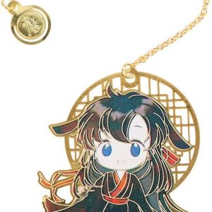 A stunning anime-inspired metal bookmark—featuring a delightful Chinese design, it catches the eye. Set against a crisp white background, this piece is artful yet practical. Perfect for book lovers who appreciate a touch of culture.