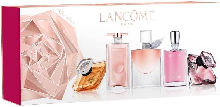 A sleek little bottle of Lancôme perfume—gold cap glistening, the design is just lovely. It’s all about elegance here, you know? Perfect for your vanity or a gift for someone special.