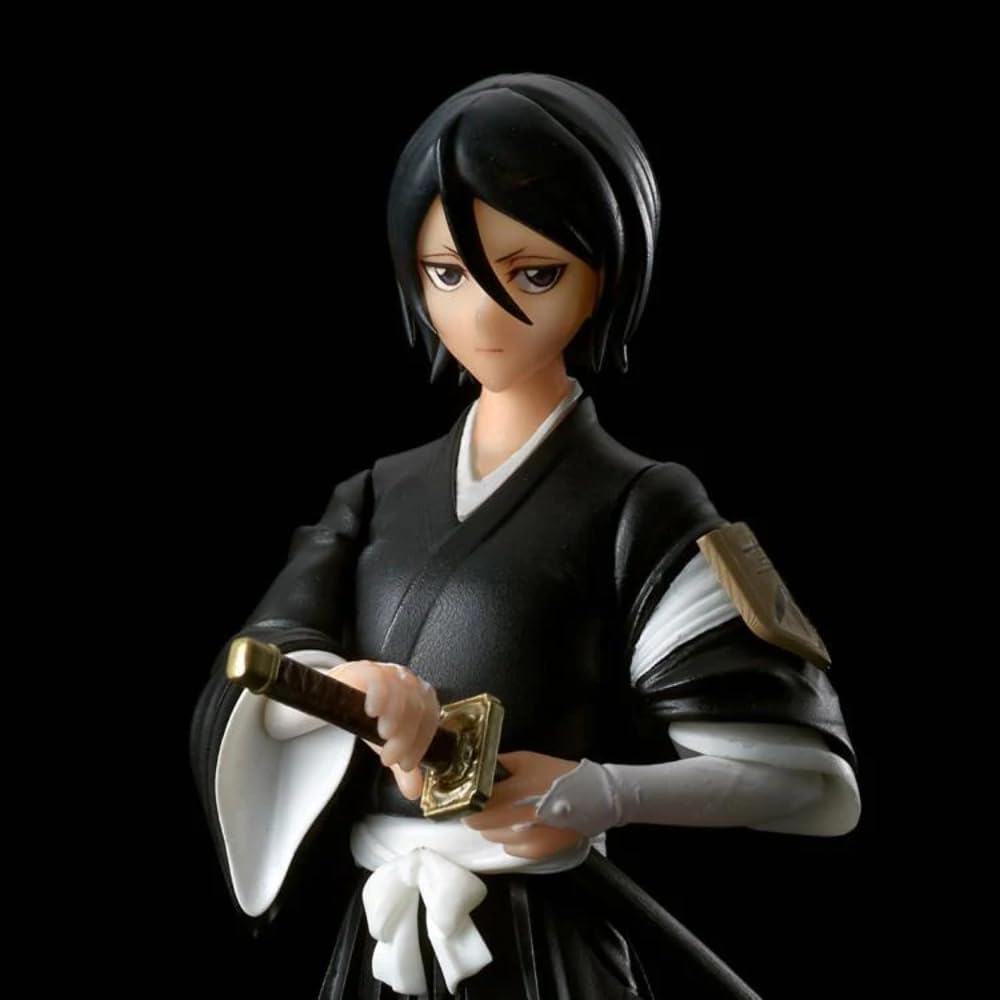 This Rukia figure—she's striking a pose, right? In her classic Soul Reaper uniform, all those little details in her face pop like she's jumped straight from the screen. And her hair, it’s just flowing, almost like it’s alive.