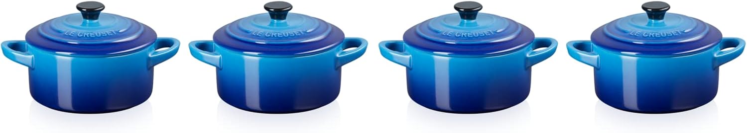 LE CREUSET Stoneware Miniature Round Casseroles, Set of 4, 250 ml, ⌀ 10 cm, Azure, 79212102200100 - Image 9