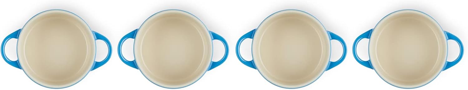 LE CREUSET Stoneware Miniature Round Casseroles, Set of 4, 250 ml, ⌀ 10 cm, Azure, 79212102200100 - Image 8