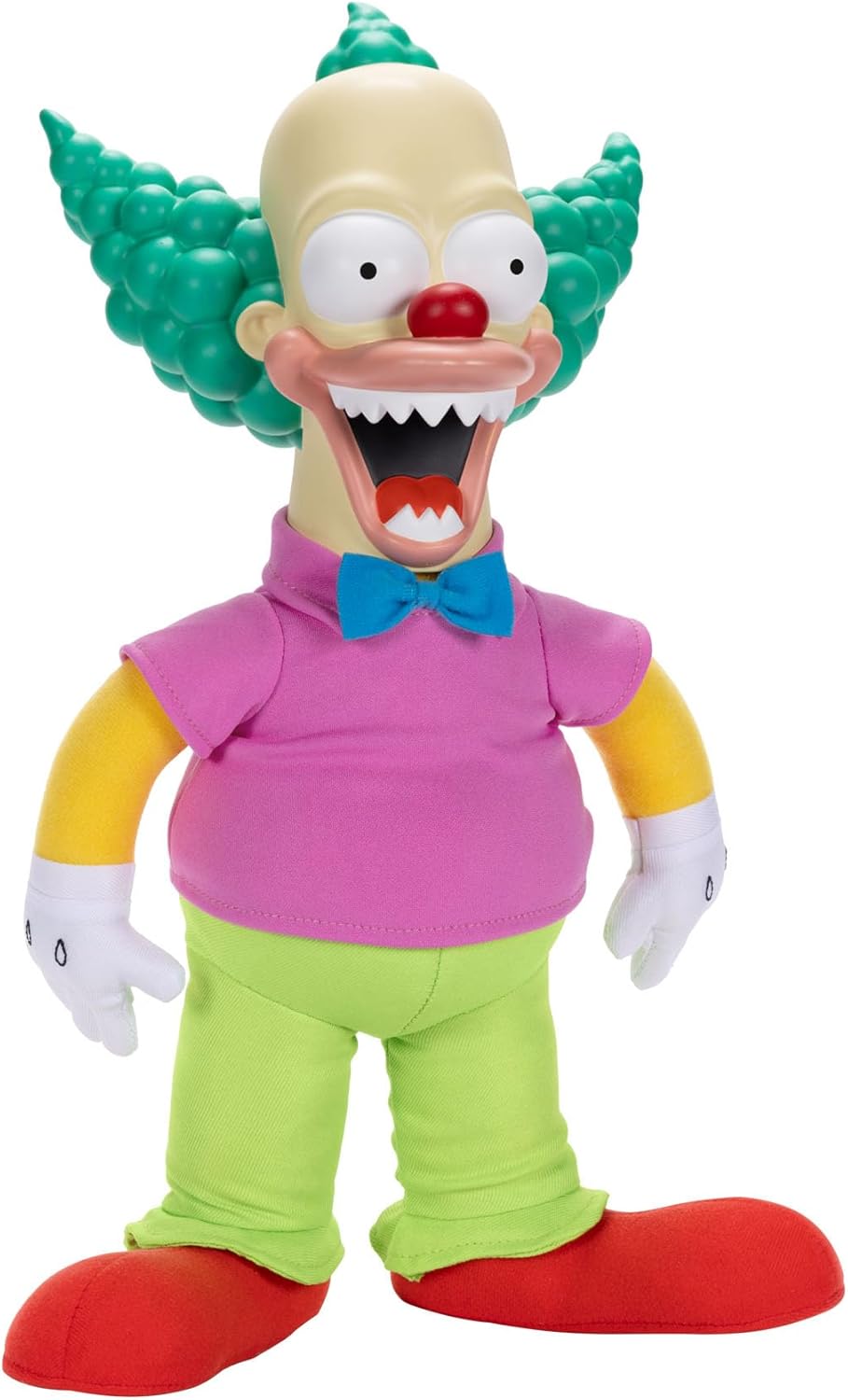 Krusty Doll from The Simpsons—bright, quirky, and oh so nostalgic. Check out that pull-string! Just give it a tug for Krusty's classic catchphrases. The backdrop? Simple, just letting the doll's charm shine through. Perfect for collectors or anyone wanting a dose of childhood whimsy.