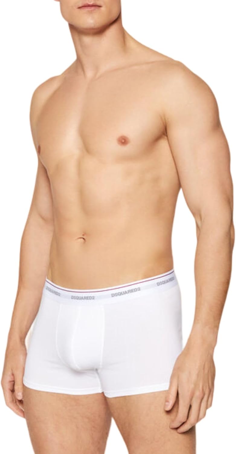 Flat lay of black Dsquared boxers—check out that bold white logo on the waistband. Simple yet striking, right? Perfect for anyone who values both comfort and a touch of flair.