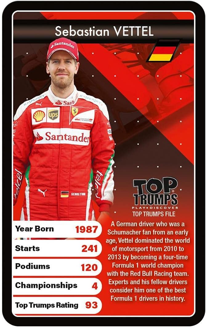 Top Trumps Grand Prix Heroes Classic Card Game, learn about Sebastian Vettel, Lewis Hamilton and Daniel Ricciardo, gift and toy for ages 6 plus - Image 4