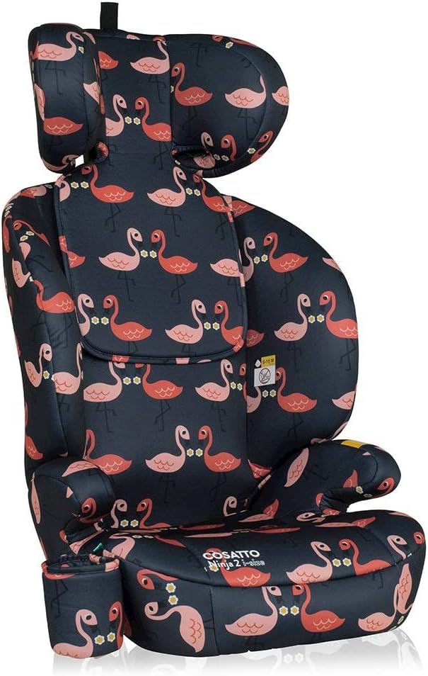 The Carseat Ninja flaunts a snazzy design—deep side wings, thick cushy headrest—perfect for keeping your little one snug and secure. Here it is, all set up in a forward-facing position, ready for adventures on the road.
