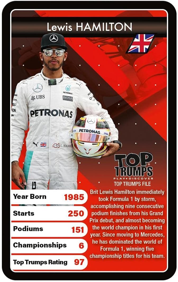 Top Trumps Grand Prix Heroes Classic Card Game, learn about Sebastian Vettel, Lewis Hamilton and Daniel Ricciardo, gift and toy for ages 6 plus - Image 5