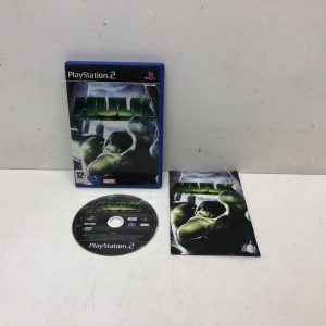 Cover art of the Hulk game for PS2—intense greens and explosive action. The Hulk, all muscles and fury, towers over the title, which shouts for attention. It's like a promise of epic chaos waiting to be unleashed. You just know, this isn’t your average superhero game.