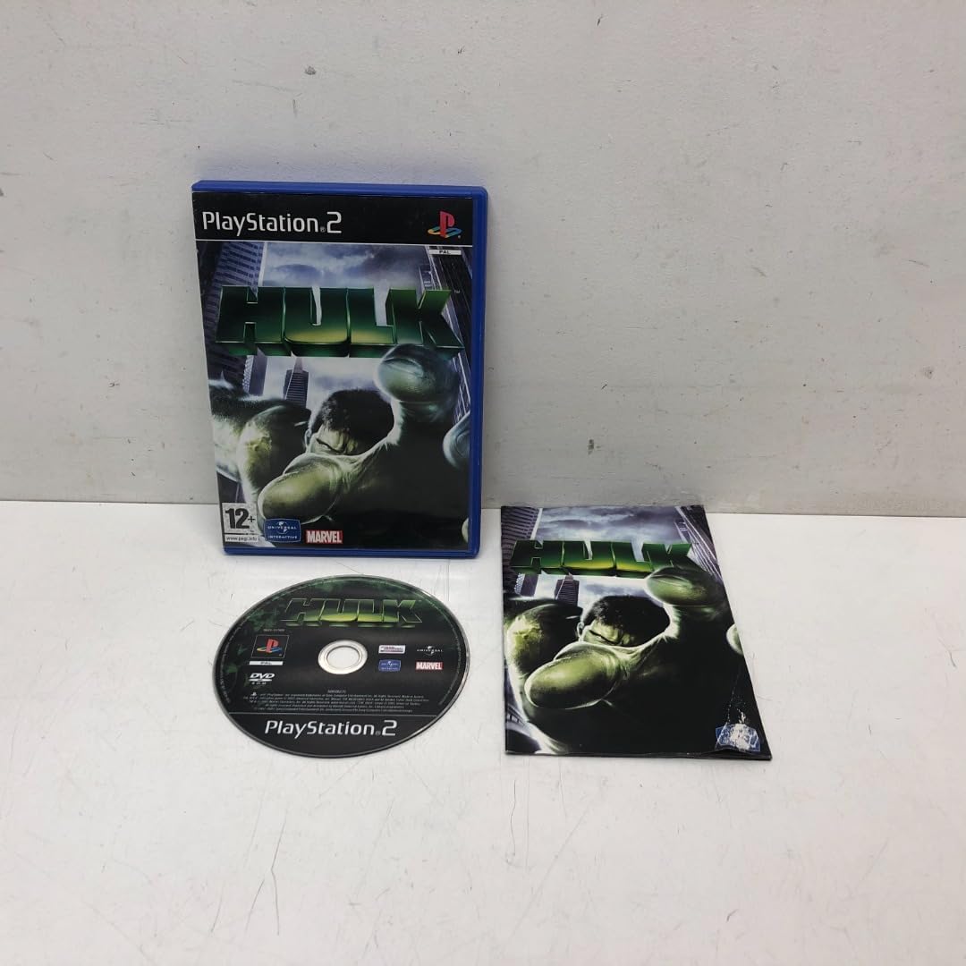 Cover art of the Hulk game for PS2—intense greens and explosive action. The Hulk, all muscles and fury, towers over the title, which shouts for attention. It's like a promise of epic chaos waiting to be unleashed. You just know, this isn’t your average superhero game.