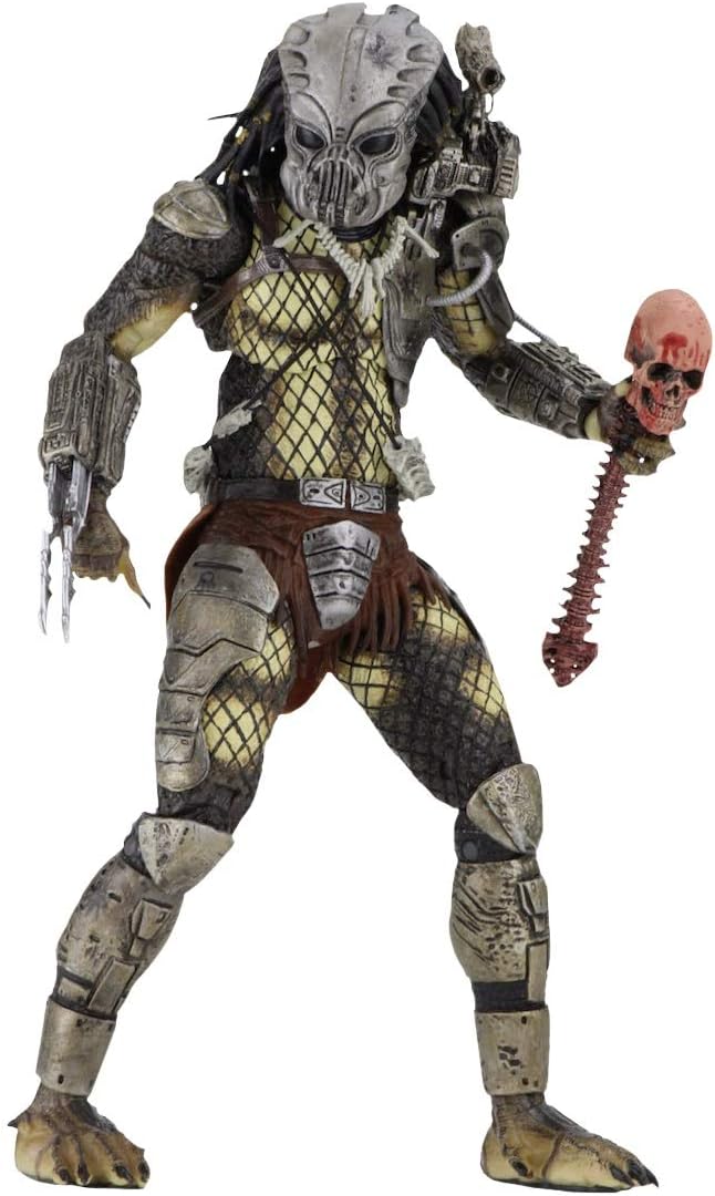 A fierce-looking Masked Predator action figure, poised like it's about to leap—just look at those crazy details and wild colours. Chill backdrop lets it pop, right?