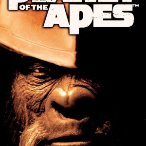Cover of "Planet of the Apes"—a wild illustration of an ape, bold and fierce, slapped against a fiery orange backdrop. It’s kinda captivating, right? An image that grabs you by the collar.