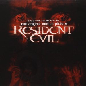 Album cover for Resident Evil—dark vibes, moody design, title stands out boldly. It's all about that eerie, cinematic feel. Perfect for fans craving a taste of horror.
