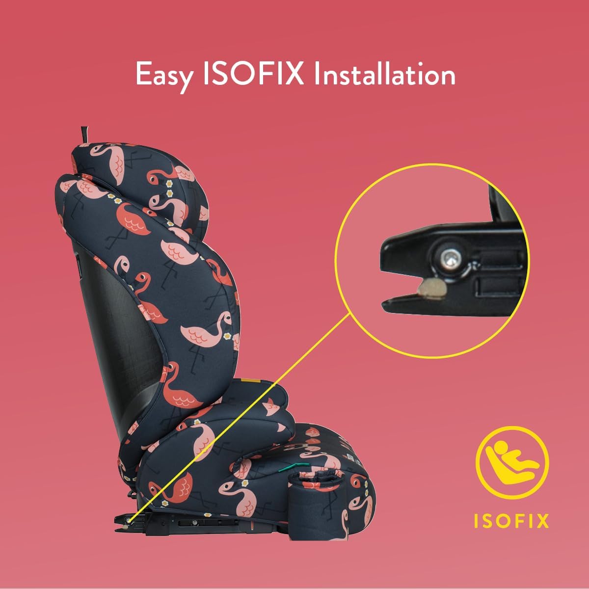 Carseat Ninja—blends sleek black and grey vibes, super comfy thick padded headrest that just hugs you. Oh, and a cup holder—seriously, who doesn’t need one? All this, popping against a crisp white backdrop.