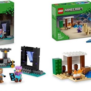 Dive into this awesome Minecraft Armory set—it's got classic characters Alex and Steve, a cute Baby Camel, and a Phantom soaring overhead. Plus, there's a crafting table and a bunch of building goodies. All of this pops against a bright, colourful backdrop that just screams adventure. Perfect for unleashing your creativity—or maybe just some epic battles!