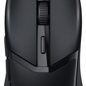 Sleek black Razer Cobra gaming mouse—looks wicked cool, right? RGB lights dance around it, adding a vibey touch. Perfect for those late-night gaming marathons.