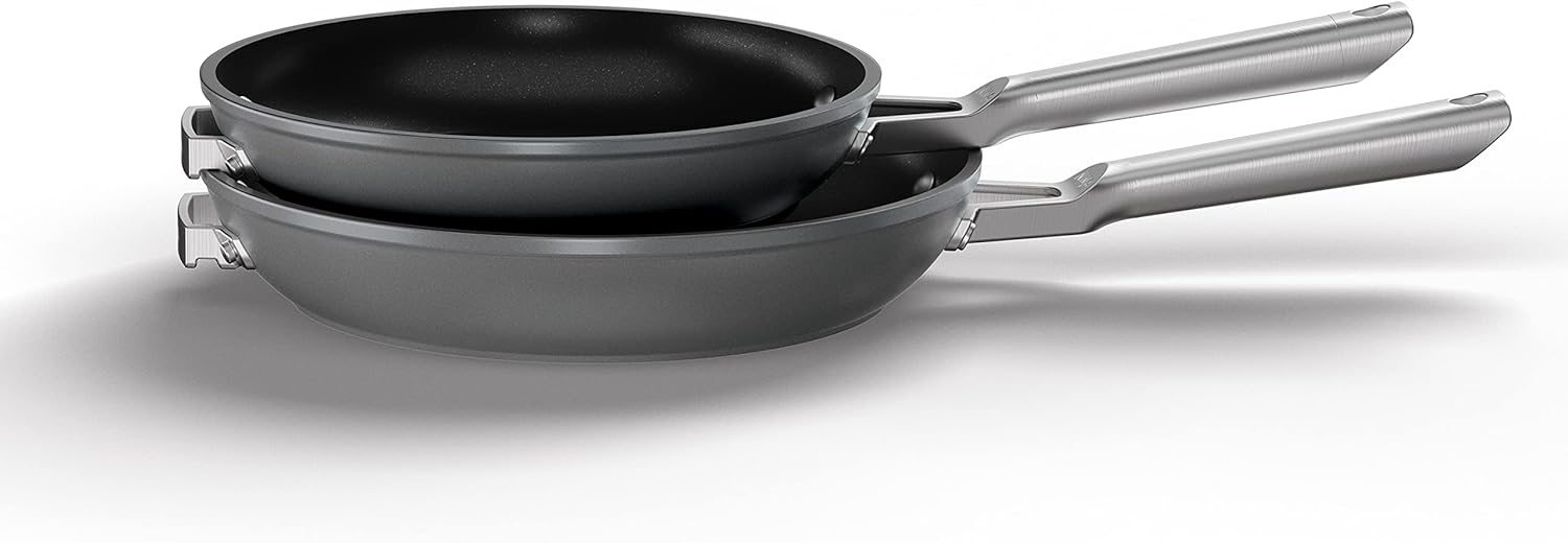 Ninja ZEROSTICK Stackable Cookware 5-Piece Pan Set, Non-Stick, 3 Saucepans with Oven-Safe Glass Lids & 2 Frying Pans, Long Lasting Hard Anodised Aluminium, Grey, C55000UK - Image 6
