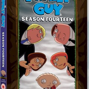 Family Guy Season 14 cover—classic cartoon vibes. Main crew front and centre, all the familiar faces. Bright blue backdrop, just pops. Stewie looks cheeky as ever, while Peter's, well, Peter-ish. Perfect for fans of the madness.