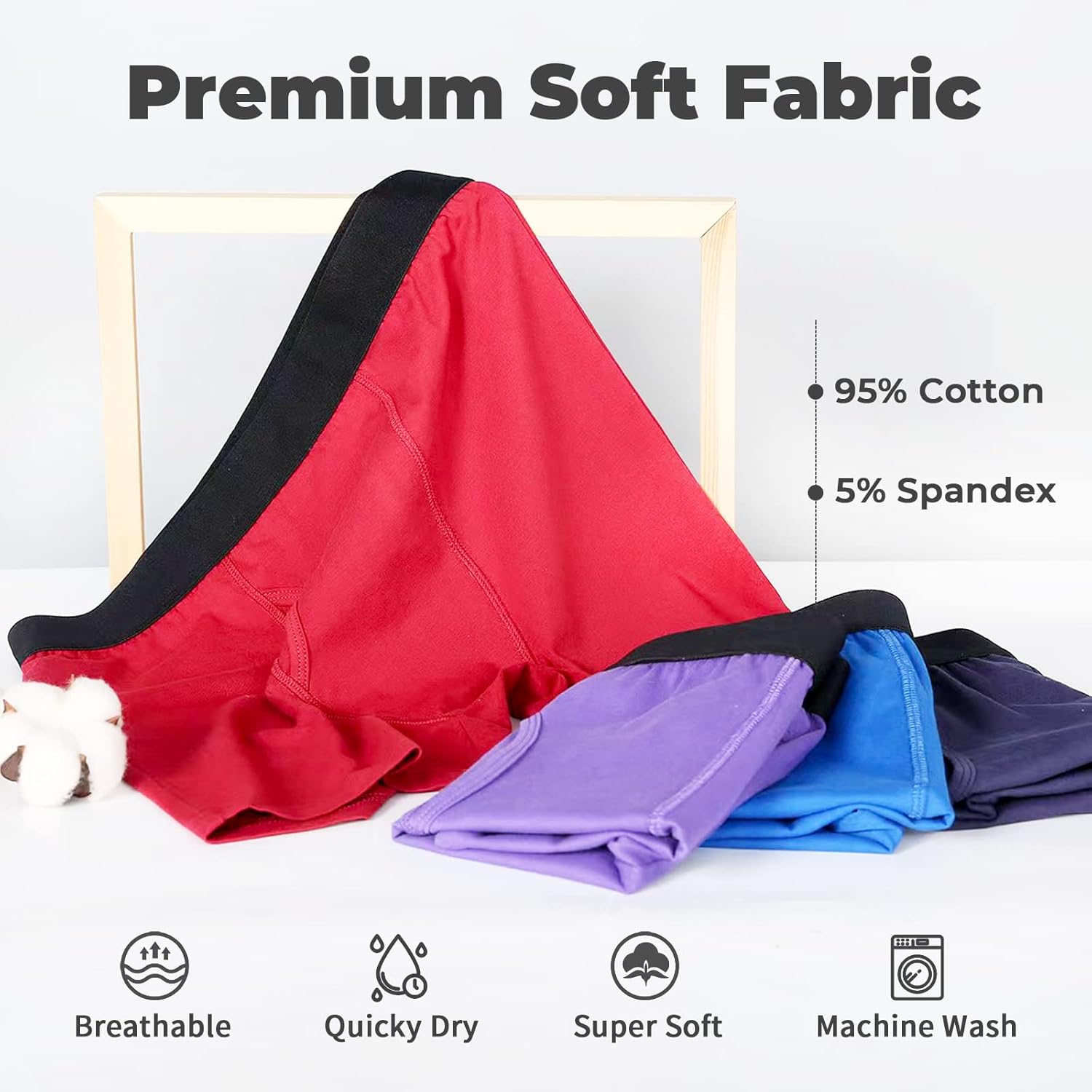 Mens Boxers Shorts, Multipacked Underwear Set Cotton Open Fly Colourful Print Men Briefs Boxers Pack of 7 - Image 5