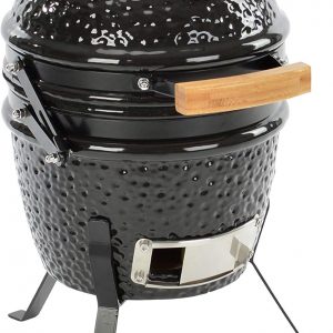 Tiny Kamado grill in bold red—thick ceramic walls, tough stand. It’s compact, perfect for urban balconies or camping trips. A standout on pure white—grab it and grill, grill, grill.