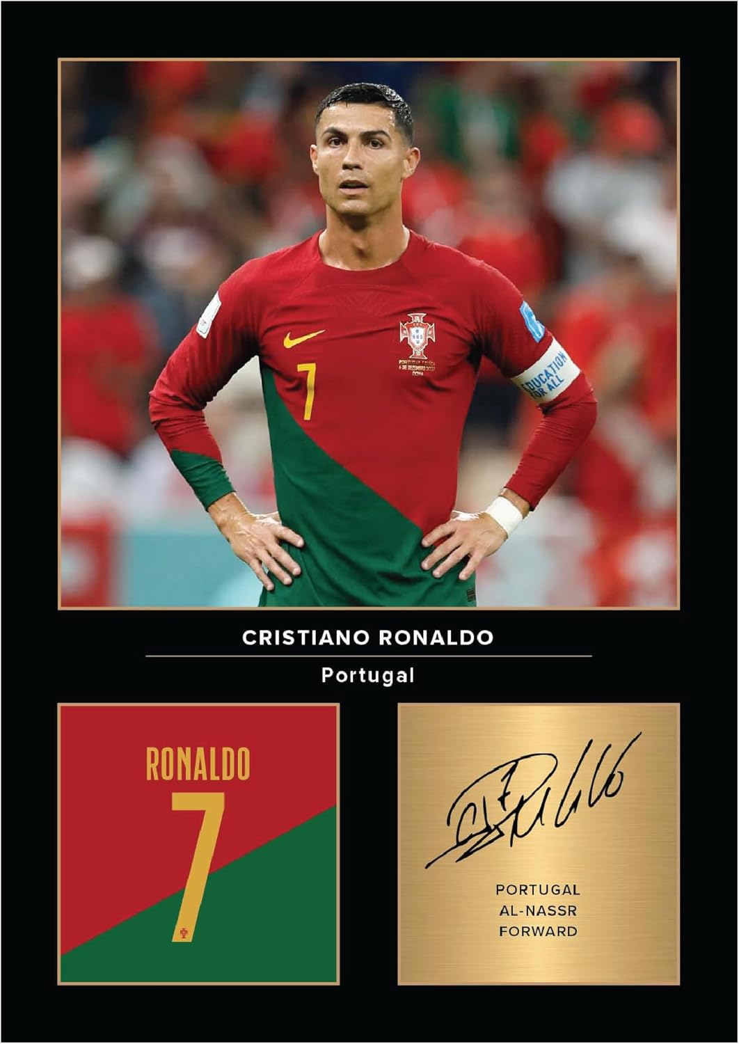 A lively portrait of Cristiano Ronaldo, mid-action, football skills on full display—set against a riot of colours. Great for jazzing up any sports-themed space, seriously.