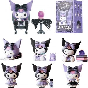 Zoomed in on this adorable Kuromi Blind Box figure — its quirky grin and those detailed touches really pop against a lively backdrop. You've got to love the bold black design, adds a playful punch!