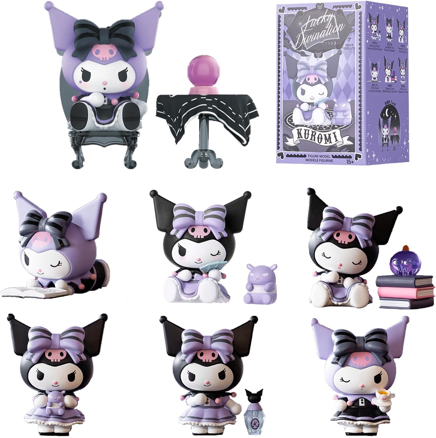 Zoomed in on this adorable Kuromi Blind Box figure — its quirky grin and those detailed touches really pop against a lively backdrop. You've got to love the bold black design, adds a playful punch!