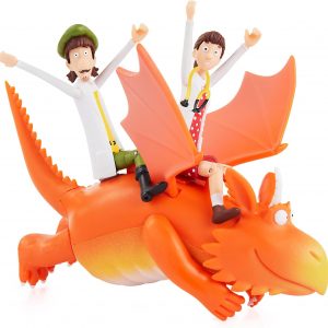 A trio of lively Zog figures—Zog the dragon, Princess Pearl, and Sir Gadabout—set against a bright white backdrop. They're ready for action, brimming with personality and charm. Perfect for little hands or collectors alike!