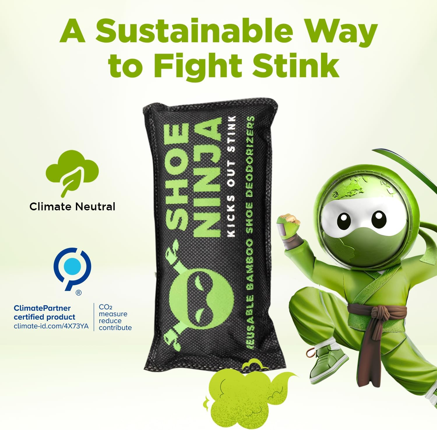 Shoe Ninja Deodorisers—look at ‘em, all packaged up! Those bamboo charcoal bags? They’re on a mission to kick out nasty shoe odours.