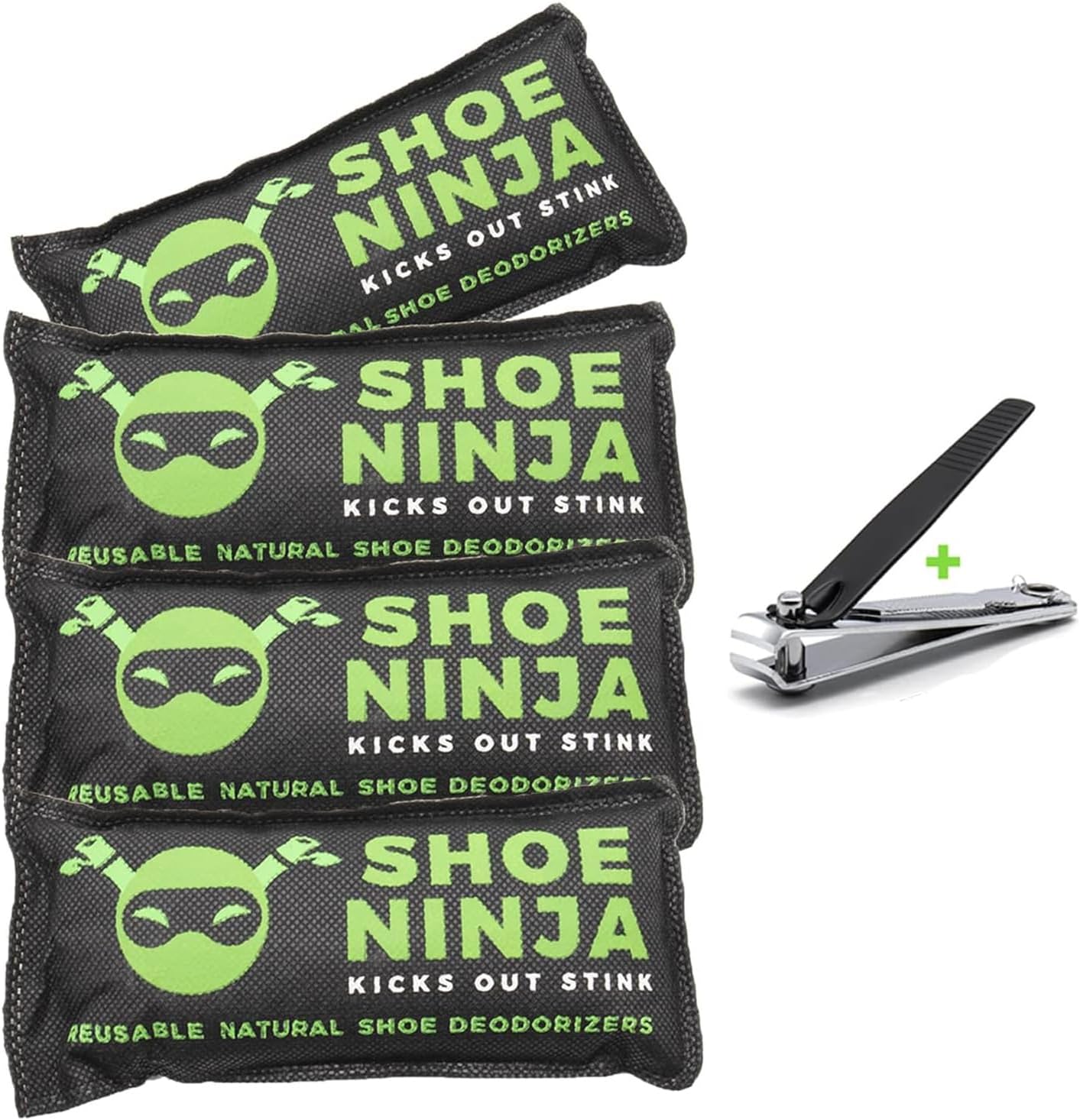 Shoe Ninja Deodorisers—small but mighty in a sleek black fabric bag. Packed with bamboo charcoal, they tackle moisture like a pro and kick those nasty smells to the curb. Perfect for keeping your kicks fresh!