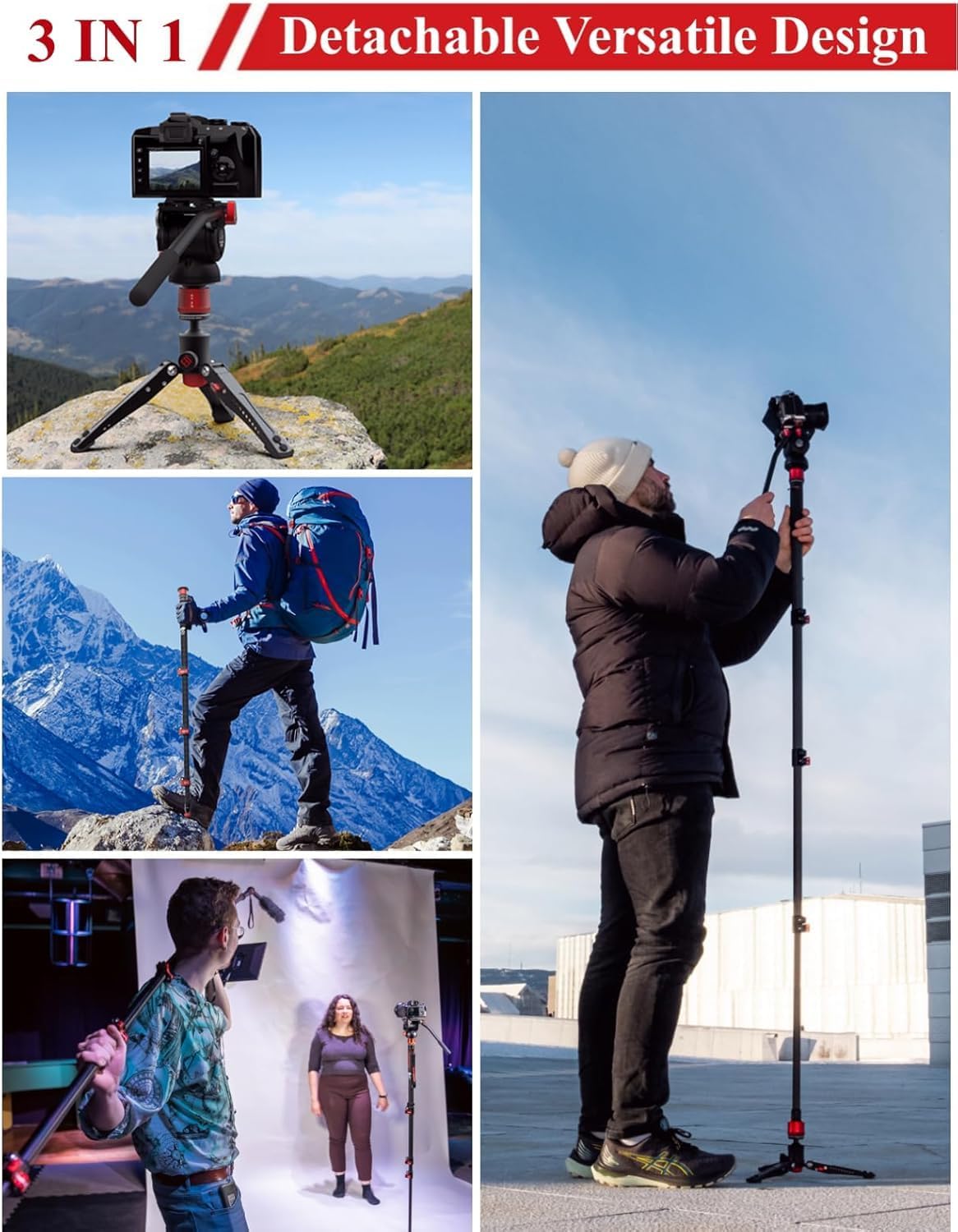 A striking red IFOOTAGE Cobra 3 Monopod—solid build, easy to use. Quick-release mechanism, perfect for capturing those spontaneous moments. Set against a simple backdrop, it really pops. Great for photographers on the go.