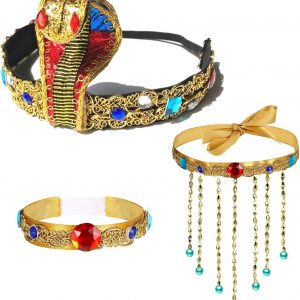 Cobra headpiece—look at those intricate scales! Gold accents pop against the simple backdrop, making it a showstopper. Perfect for adding a fierce edge to any outfit.