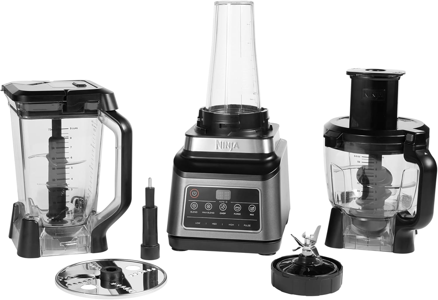 Ninja 3-in-1 Food Processor & Blender with 5 Automatic Programs: Blend, Max Blend, Chop, Mix, Puree, 1.8L Bowl, 2.1L Jug, 700ml Cup, 1200W, Dishwasher Safe Parts, Auto-iQ, Black BN800UK - Image 6