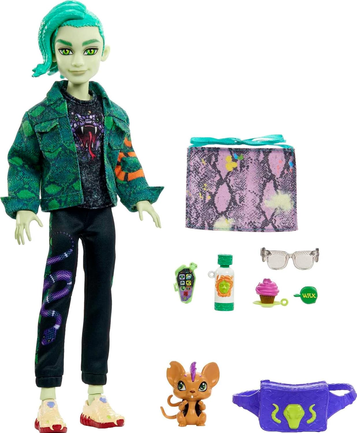 Monster High Doll, Clawd Wolf Doll with Pet Gargoyle Bulldog and Themed Accessories, HNF65 - Image 7