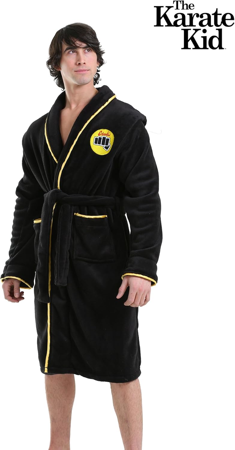 Fun Costumes Cobra Kai Bathrobe for Adults Officially Licensed Karate Kid Loungewear Soft & Plush Embroidered Design - Image 4