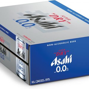 A sleek can of Asahi Zero – it’s got this shiny silver vibe, with a bold blue label that just screams the brand name. Simple, but it hits right.