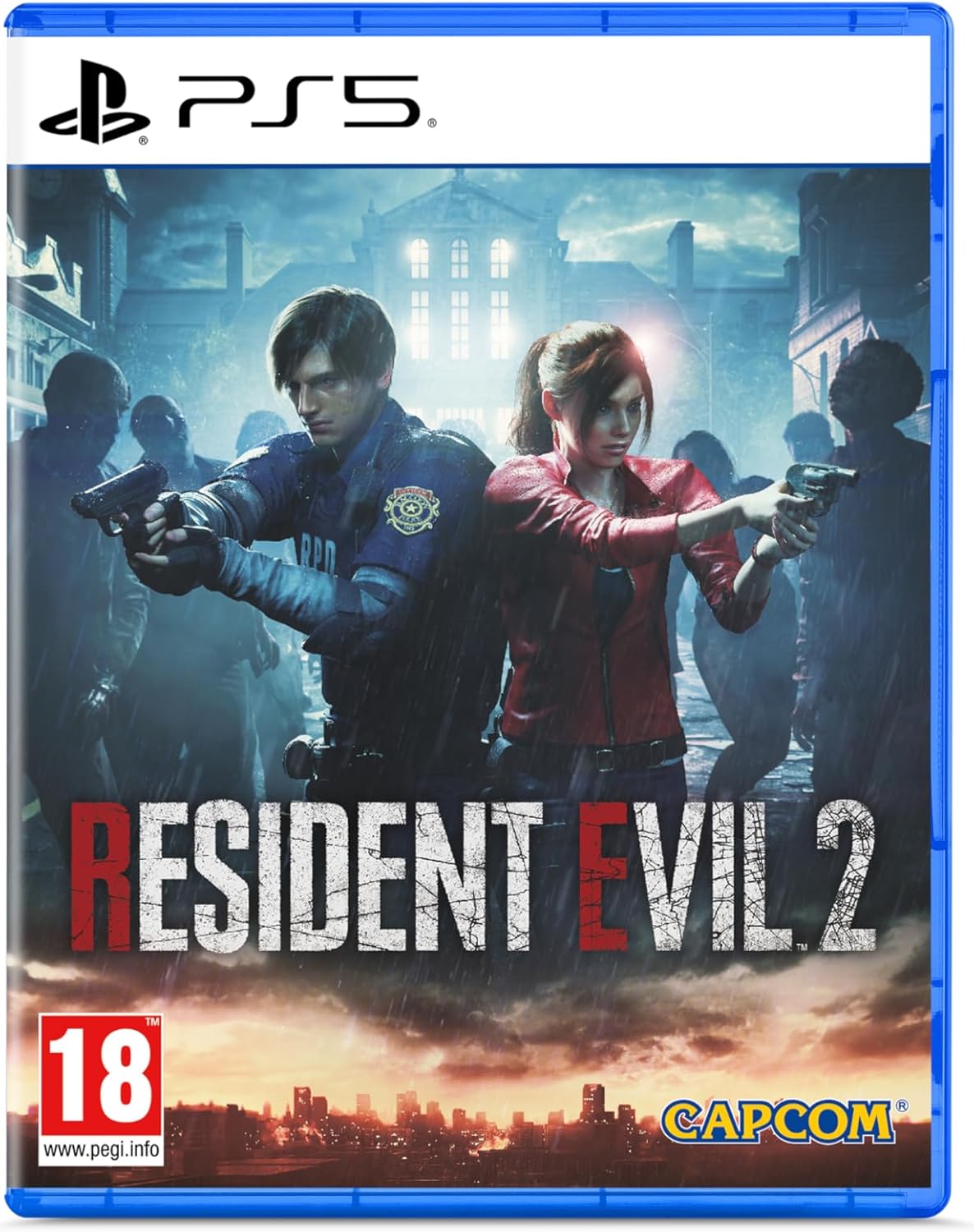 Cover art for Resident Evil 2 on PS5—showing Leon Kennedy and Claire Redfield front and centre, looking intense. The background? Dark, foreboding vibes that scream suspense. It’s like they’re ready to face whatever nightmares await...