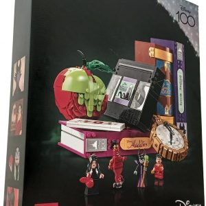 LEGO ǀ Disney Villain Icons set—featuring Maleficent, the Evil Queen, Gaston, and Jafar as a Genie. Don't miss the creepy poison apple, those vintage VHS cases—pure nostalgia. Set against a stark white backdrop, the colours pop!