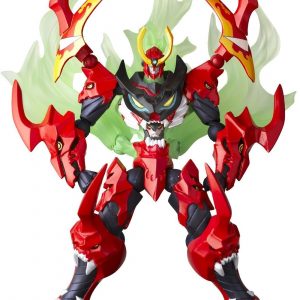 Gurren Lagann action figure, caught mid-pose—check out those killer details and bright colours! A fierce contrast against a plain white backdrop.