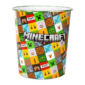 A bright and funky Minecraft dustbin—cylindrical, of course. It’s got all those iconic characters splashed across it—so vivid, so fun! Perfect for sprucing up any gaming space. Just the thing to make tidying up a tad less boring, right?
