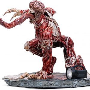 An eerie replica of the Resident Evil Licker. Check out those grotesque details—the exposed brain, the long, slimy tongue. It’s like a nightmare come to life, all sitting in front of a plain backdrop that really makes it pop. Creepy and fascinating at the same time. Perfect for any fan who’s into the dark side of gaming.