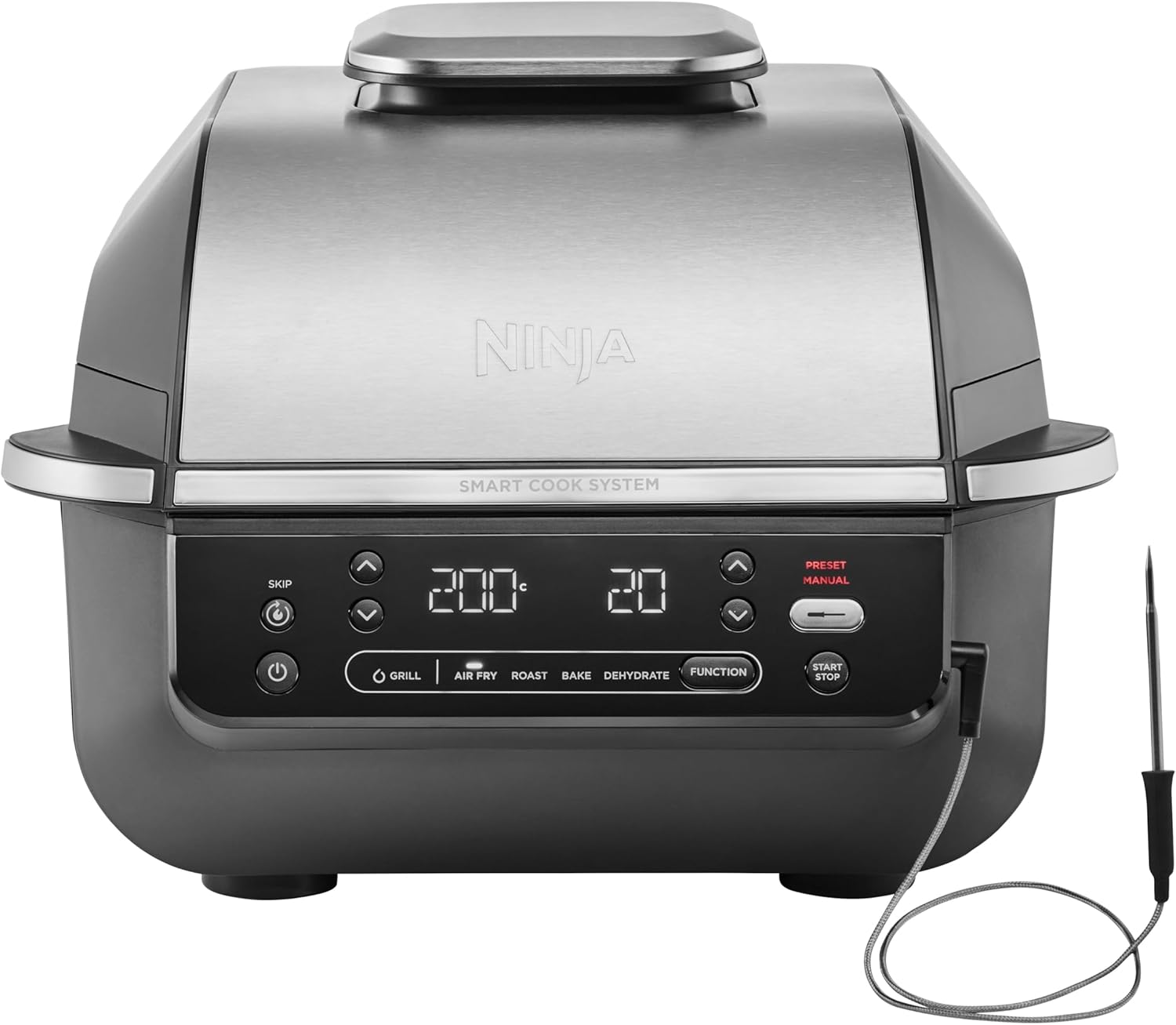 Ninja Sizzle Low Smoke Electric Indoor Grill & Flat Plate, 1460W, with Non-Stick Grill Plate & Flat Top Plate, Detachable Dishwasher Safe Lid, Grease Catch & Recipe Guide, Grey GR101UK - Image 8