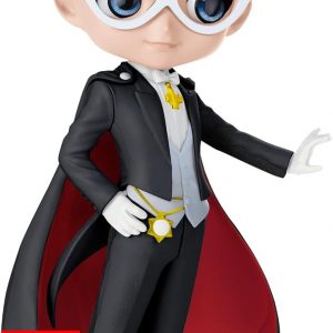 Tuxedo Mask figurine from Sailor Moon—he’s got that iconic black suit, flowing cape, and the ever-mysterious white mask. Posed just right, like he’s ready to leap into action at any moment. Seriously, who wouldn’t want this little hero on their shelf?