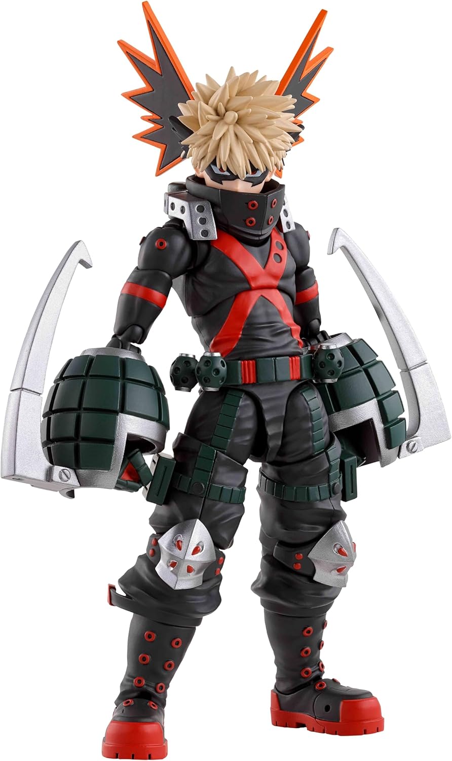 S.H.Figuarts Bakugo action figure – about 5.7 inches tall, it’s got this wild expression, like he’s about to blow something up. The details are insane—every little crease in his outfit, every bit of that fiery attitude. And there’s just a plain background? Weird choice, but it makes him pop even more.