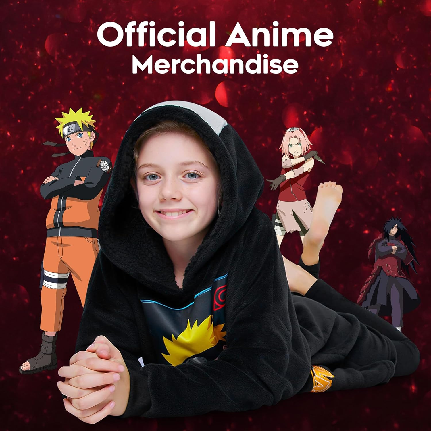 Naruto Oversized Hoodie Blanket for Kids, Anime Hoodie for Boys (Black) - Image 5