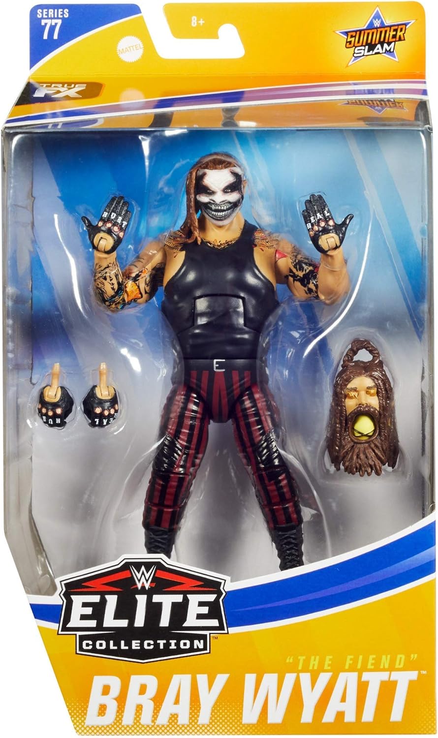 Bray Wyatt action figure—super detailed, right? Articulated limbs let you pose him however you feel, and the neutral backdrop makes him pop just so. Perfect for collectors or just fans wanting a piece of the action.