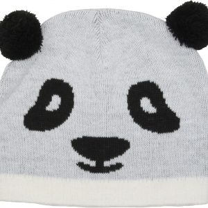 A trendy pomski hat—fluffy pom on top, of course. Knitted vibes in grey and white, perfect for those chilly days. It's all about keeping cozy while looking fly.