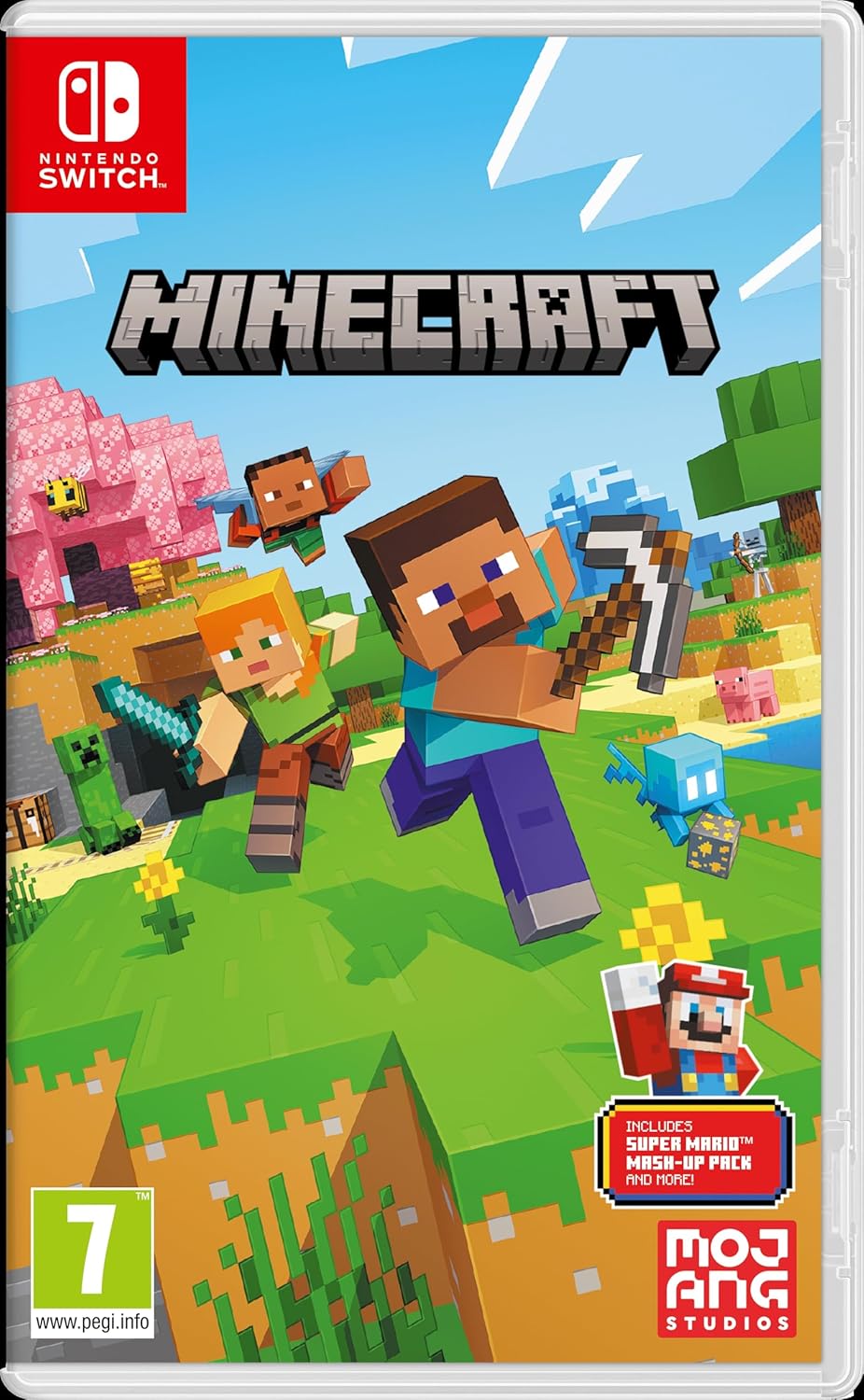 Check out this Minecraft Mario game cover—it's bursting with colour! Mario's iconic look meets pixelated Minecraft vibes; you can practically feel the fun jumping right off the screen. A mashup like no other!