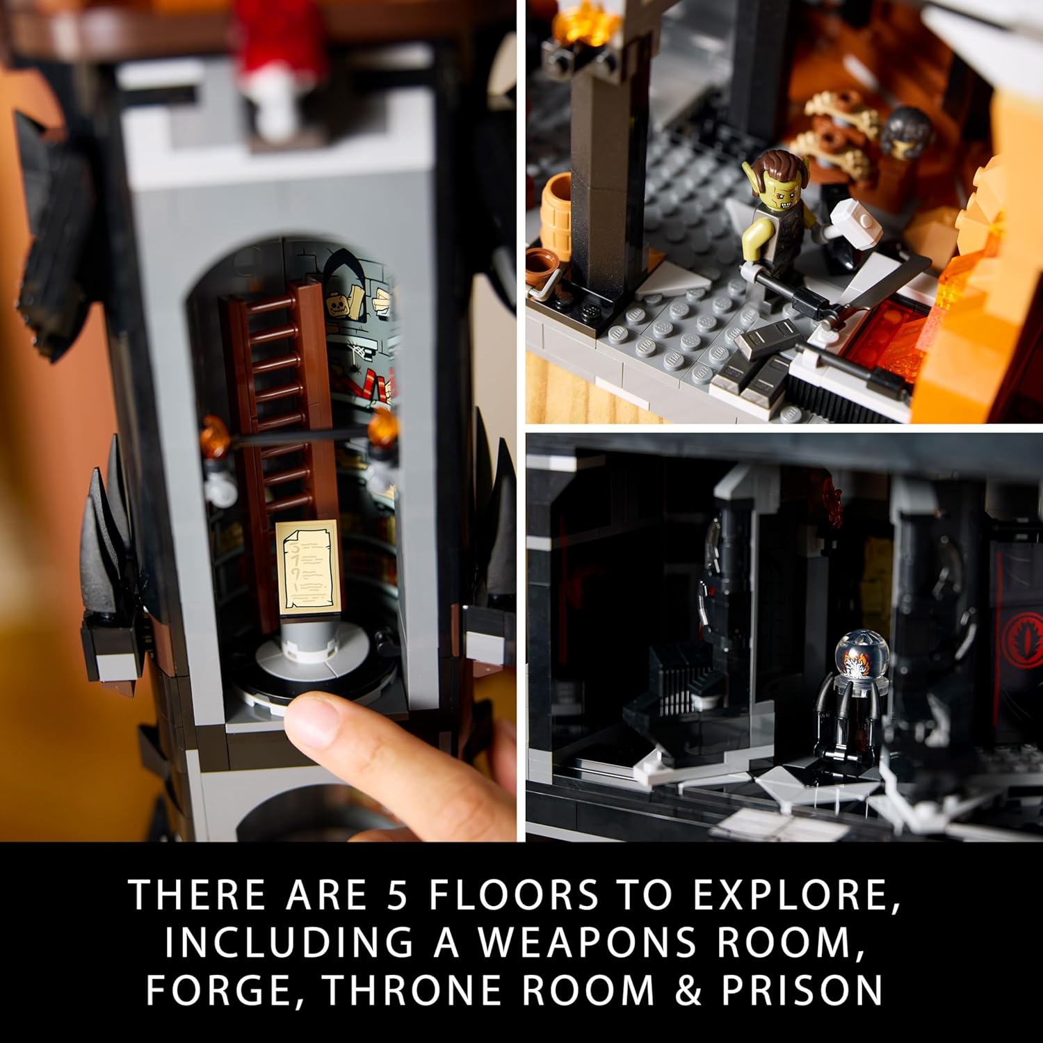LEGO Icons The Lord of the Rings: Barad-dûr Model, Movie Memorabilia Building Set for Adults, Gift Idea for Men & Women, Includes Sauron, Gothmog, Orc, Frodo, Sam and Gollum Minifigures 10333 - Image 8