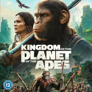 Eye-catching Blu-ray cover for "Kingdom of the Planet of the Apes" — bold artwork showcasing apes in a wild, futuristic realm. Just look at those details, seriously. It's like they're staring right at you, tempting you to dive into their world.